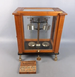 Antike Gleichgewicht Apotheker Schaukasten Holz Glas Becker S.A.Brüssel Xx Sec - Bild 1 von 17
