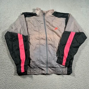 Giacca a vento Nike uomo grigio medio swoosh ricamata zip anni 90 vintage Y2K - Foto 1 di 10