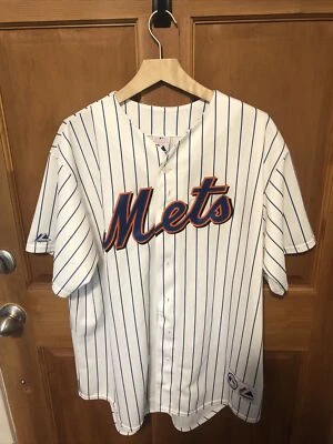 Vintage Pin Stripe New York Mets MLB Majestic Baseball Jersey XL? - Image 1 of 4