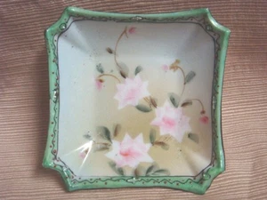 Rare & Lovely NIPPON Square Footed Dish w/ Moriage Trim - Picture 1 of 7