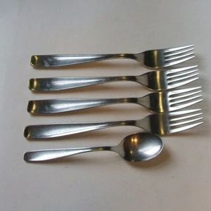 WMF Line Stainless Flatware Cromargan Germany 4 Dinner Forks 1 Five oClock Spoon - Picture 1 of 2