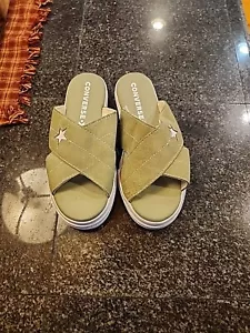 Converse One Star Women's 7 Green Sage Suede Open Toe Sandals Slides T15 - Picture 1 of 5