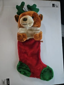Vintage Reindeer  Christmas Stocking Plush Large  - Picture 1 of 9