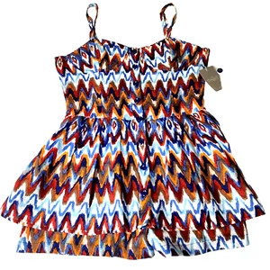NEW Anthropologie Mimi Chica L Linen Colorful Button Up Romper Festival Vacation - Picture 1 of 19