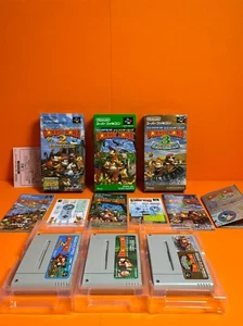 Nintendo Super Famicom Donkey Kong 1 & 2 & 3 set Japan SFC SNES w/box - Picture 1 of 11