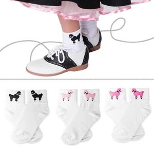 Hip Hop Años 50 Tienda Niñas Calcetines Bobby con Caniche Aplique Niño Disfraz de Halloween - Imagen 1 de 11