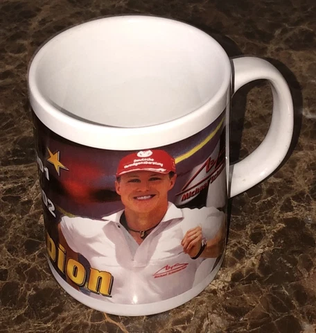 Vintage MICHAEL SCHUMACHER World Champion Formula 1 Ceramic Coffee Mug Tea Cup Cover