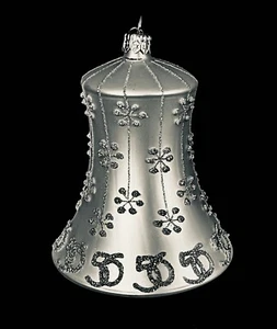 RARE Dept 56 Glass 4.5" Silver Sparkle CHRISTMAS BELL 97703 Limited Edited - Picture 1 of 6