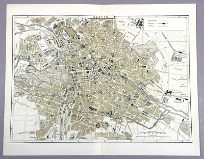 Antique Illustration Map City of Berlin Germany Encyclopedia 1901 - Image 1 of 4