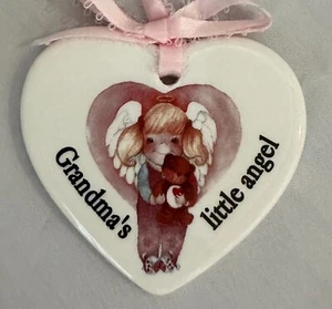 Porcelain Heart Ornament, “Grandma’s Little Angel”, Vintage - Picture 1 of 3
