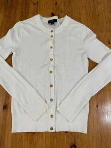 J.Crew Women White Cardigan Cotton Lightweight size XXS *Stain - Picture 1 of 11