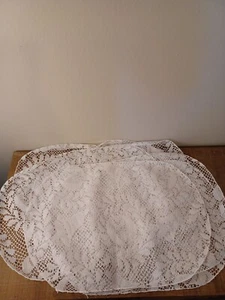 White lace PLACEMATS/DOILES   bells ornaments holiday  12x18" OVAL   SET OF 6  - Picture 1 of 5