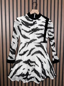 Philosophy Di Lorenzo Serafini Large Girls Black & White Zebra Long Sleeve Sheer - Picture 1 of 8