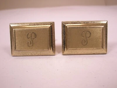 Monograma P Letra Inicial Vintage ANSON Abotoaduras Peter Paul Perry Porter - Imagem 1 de 4