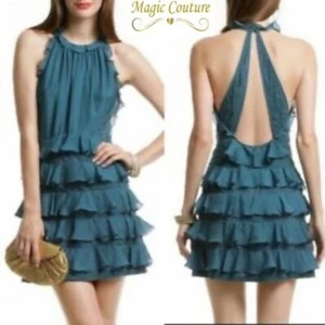 Rebecca Taylor Silk Teal Lace Cut-out Dress๐๐๐ - Picture 1 of 10
