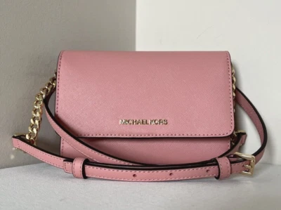 Nuevo Michael Kors Jet Set Viaje Mediano Teléfono Bandolera Cuero Saffiano Primrose Foto 1 de 4