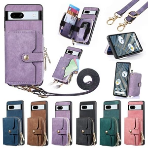 Crossbody Wallet Leather Cover Card Holder Case For Google Pixel 9 Pro XL 8A 7 6 - Picture 1 of 24