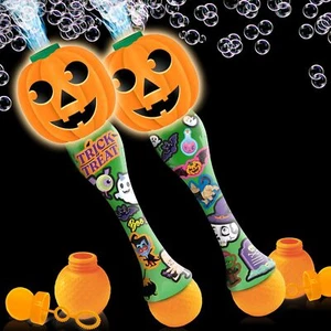 Halloween Bubble Wand(2 Pack) 14" Light Up Pumpkin LED Music Basket Stuffers Kid - Picture 1 of 6