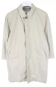 HACKETT Coat Men's MEDIUM Trench Button Up Polo Collar Mid Length Beige - Picture 1 of 9