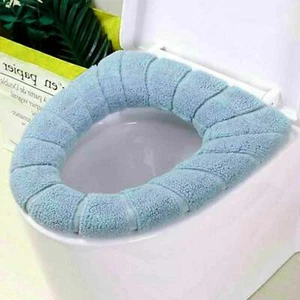 Blue Soft Bathroom Toilet Seat Closestool Washable Warmer Mat Cover - Picture 1 of 4