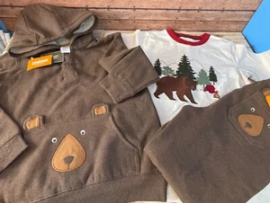 NWT Gymboree s’more style 3 pc outfit set tee, hoodie, jogger pants sz 7 bear - Picture 1 of 8