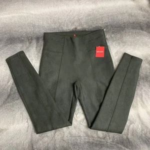 Spanx Faux Suede Leggings Size M Green Olive High Waist Pull On Pants - Picture 1 of 11