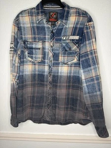 Camisa Affliction Fast Furious Botón Frontal Para Hombre Grande Franela Envejecida Y2K - Imagen 1 de 4