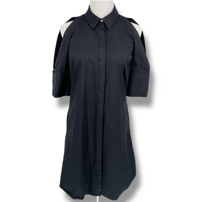 Платье-рубашка Rachel Rachel Roy с открытыми плечами размер 8 черное мод минималистское современное - Изображение 1 из 4