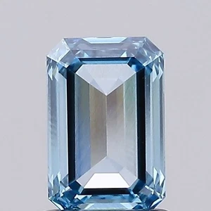 Emerald 1.01 Carat Fancy Vivid Blue CVD VS1 IGI Loose Lab Grown Diamond - Picture 1 of 3