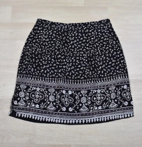 Minifalda We Too Años 90 Negra Blanca Floral Boho Hippy Festival Talla 13 De Colección - Imagen 1 de 5