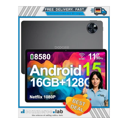 DOOGEE U11 Android 15 Tablet 11 Zoll 16GB RAM +128GB ROM (2TB TF) 8580mAh Gam... - Bild 1 von 4