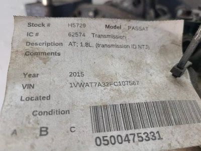 Used Automatic Transmission Assembly fits: 2015 Volkswagen Passat AT 1.8L transm - Image 1 of 4