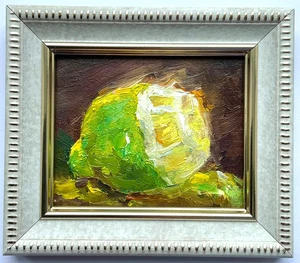 Lime Still Life Fruit Original oil painting small art mini art 3x2.5inch - Picture 1 of 6