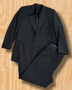 OLD MONEY VINTAGE CANALI 42R 44R 37x28 Italian 2 Pc Black Tie Formal Tuxedo Suit - Picture 1 of 24