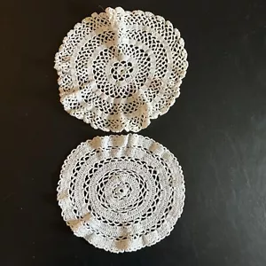 "Tapetes blancos vintage de ganchillo circulares 9""" - Imagen 1 de 3
