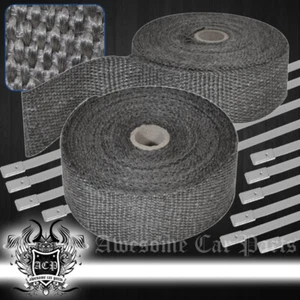 10M HEADER ENGINE HIGH TEMP HEAT REDUCTION FIBERGLASS HEAT WRAP BLACK - Picture 1 of 3