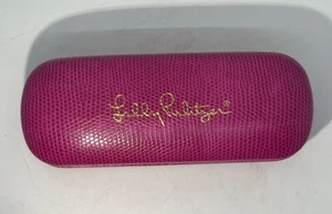 Lilly Pulitzer Hard Case Sunglass/Glasses Pebbled Pink Blue Velvet Lining - Picture 1 of 5