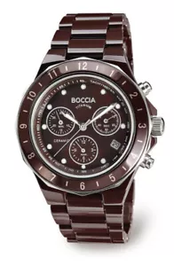Boccia Titanium Ladies' Chronograph 3765-03 Titanium Ceramic Dark Brown - Picture 1 of 1