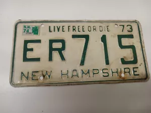 Vintage NH New Hampshire License Plate Barn find 1973 73 ER 715 - Picture 1 of 2