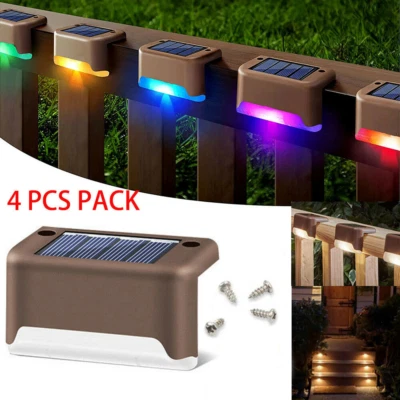 4Pcs Solar LED Deck Lights Outdoor Path Garden Pathway Stairs Step Fence Lamp US - Image 1 of 4