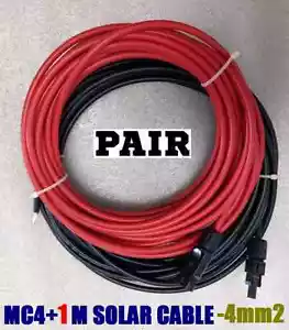 2 x 1m 4mm² Solar Cable Connectors Wire From Solar Panel Plug to regulator Lead - Picture 1 of 1