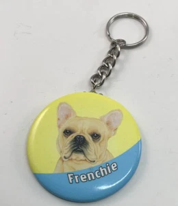 Cute FRENCHIE BULLDOG Button Keychain - Picture 1 of 3