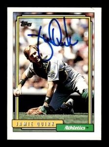 JAMIE QUIRK SIGNED 1992 TOPPS #19 ON-CARD AUTO - OAKLAND ATHLETICS 
