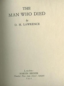 Man Who Died by D. H. Lawrence 1931 Limited Edition Antique Classic Literature - Picture 1 of 2