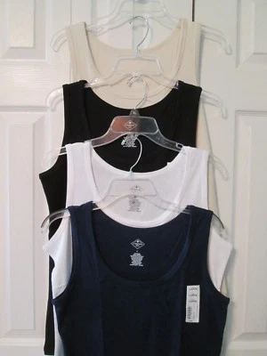 ST JOHNS BAY Sleeveless Tank Tops Sizes M  L  XL  XXL Navy White Beige Black Red - Image 1 of 4