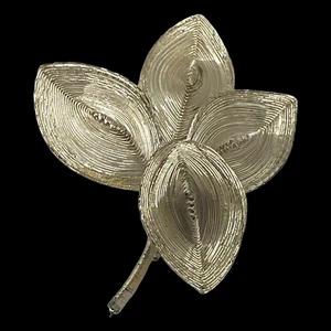 Silberfarbene gesponnene Draht Blume Brosche Anstecknadel 2,5" Schmuck Vintage - Bild 1 von 15
