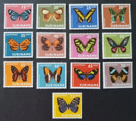 1972 SURINAME NETHERLANDS SET BUTTERFLIES PAPILLON VF MNH Cover
