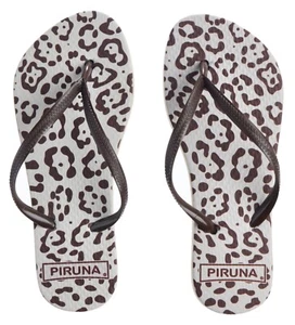 Piruna Flip Flops Black Leopard Bold Animal Print Sandals for Men and Women - Picture 1 of 4