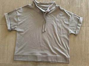 Lilla P Drawstring Neck Pullover Taupe Size XS BNWT - Picture 1 of 7