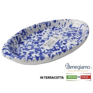 BENEGIAMO SPERLUNGA vassoio in Ceramica terracotta SCHIZZATO blu - Imagen 1 de 1